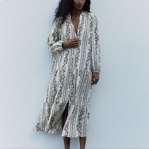 H&M Maxi dress tiered maxi dress floral Cream/gray/black sz XXL BNWT